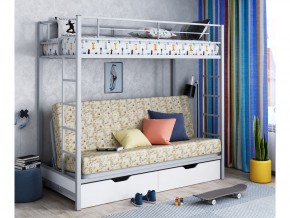 Двухъярусная кровать с диваном Мадлен ЯЯ Серый-пифагор в Ивделе - ivdel.magazinmebel.ru | фото