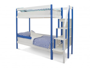 Двухъярусная кровать Svogen с бортиком синий-белый в Ивделе - ivdel.magazinmebel.ru | фото