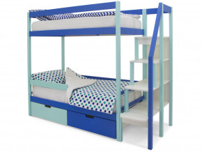 Двухъярусная кровать Svogen с ящиками и бортиком мятно-синий в Ивделе - ivdel.magazinmebel.ru | фото