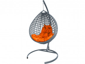 Кокон Капля Люкс ротанг оранжевая подушка в Ивделе - ivdel.magazinmebel.ru | фото