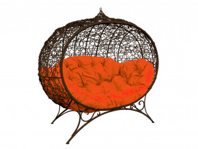 Кокон Улей на ножках с ротангом оранжевая подушка в Ивделе - ivdel.magazinmebel.ru | фото