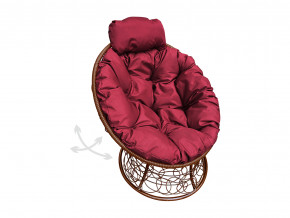 Кресло Папасан мини пружинка с ротангом бордовая подушка в Ивделе - ivdel.magazinmebel.ru | фото