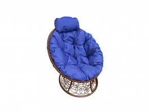 Кресло Папасан мини с ротангом синяя подушка в Ивделе - ivdel.magazinmebel.ru | фото