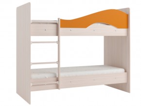 Кровать 2-х ярусная Мая на латофлексах млечный дуб, оранжевая в Ивделе - ivdel.magazinmebel.ru | фото