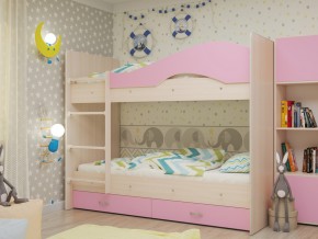 Кровать 2-х ярусная Мая с ящиками на латофлексах розовая в Ивделе - ivdel.magazinmebel.ru | фото