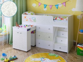 Кровать чердак Малыш 80х180 белый с фасадом для рисования феритейл в Ивделе - ivdel.magazinmebel.ru | фото