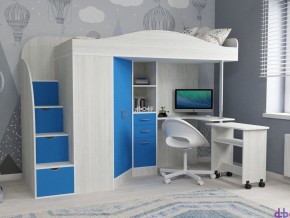 Кровать чердак Юниор 4 винтерберг-голубой в Ивделе - ivdel.magazinmebel.ru | фото