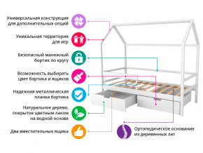 Кровать-домик Svogen с фото с ящиками и бортиком белый/барашки в Ивделе - ivdel.magazinmebel.ru | фото - изображение 2
