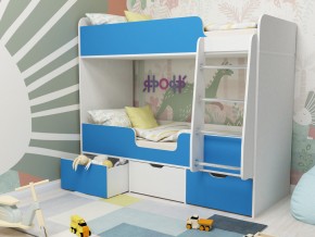 Кровать двухъярусная Малыш двойняшка белый-голубой в Ивделе - ivdel.magazinmebel.ru | фото