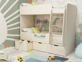 Кровать двухъярусная Малыш двойняшка дуб молочный в Ивделе - ivdel.magazinmebel.ru | фото