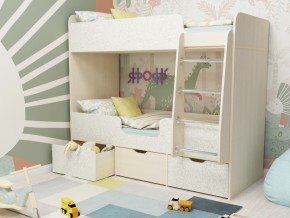 Кровать двухъярусная Малыш двойняшка дуб молочный-феритейл в Ивделе - ivdel.magazinmebel.ru | фото