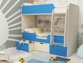 Кровать двухъярусная Малыш двойняшка дуб молочный-голубой в Ивделе - ivdel.magazinmebel.ru | фото