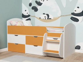 Кровать Малыш-7 белое дерево-оранжевый в Ивделе - ivdel.magazinmebel.ru | фото
