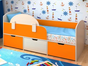 Кровать Малыш Мини Дуб молочный-Оранжевый без бортика в Ивделе - ivdel.magazinmebel.ru | фото