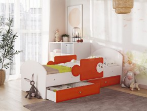 Кровать Мозаика с ящиком и бортиками на ламелях белый-оранж в Ивделе - ivdel.magazinmebel.ru | фото