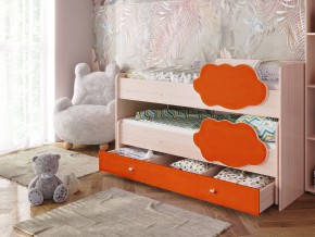 Кровать Соник с ящиком млечный дуб-оранж в Ивделе - ivdel.magazinmebel.ru | фото