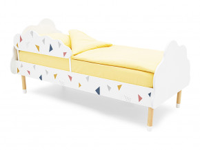 Кровать Stumpa Облако бортик, рисунок Треугольники желтый, синий, розовый в Ивделе - ivdel.magazinmebel.ru | фото