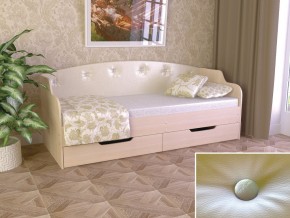 Кровать Юниор Тип 2 дуб молочный-белый перламутр 800х1600 в Ивделе - ivdel.magazinmebel.ru | фото