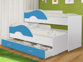Кровать выкатная Радуга с ящиком 80х160 белая-голубой в Ивделе - ivdel.magazinmebel.ru | фото - изображение 1