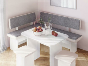 Кухонный уголок Парма Белый, ткань серая в Ивделе - ivdel.magazinmebel.ru | фото - изображение 3