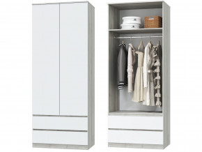 Шкаф для одежды 2х дверный с ящиками Лори дуб серый, белый в Ивделе - ivdel.magazinmebel.ru | фото