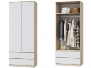 Шкаф для одежды 2х дверный с ящиками Лори дуб сонома, белый в Ивделе - ivdel.magazinmebel.ru | фото
