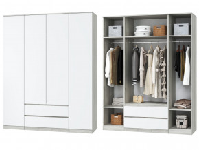 Шкаф для одежды четырехдверный Лори дуб серый, белый в Ивделе - ivdel.magazinmebel.ru | фото