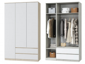 Шкаф для одежды трехдверный Лори дуб сонома, белый в Ивделе - ivdel.magazinmebel.ru | фото