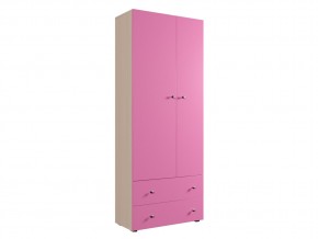Шкаф ДМ 800 с 2 ящиками дуб млечный-розовый в Ивделе - ivdel.magazinmebel.ru | фото