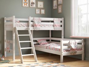 Угловая кровать Соня Вариант 8 с наклонной лестницей белая в Ивделе - ivdel.magazinmebel.ru | фото